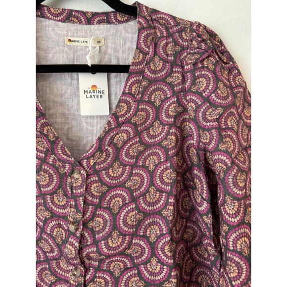 NWT Marine Layer Printed Colette Doublecloth Top Women’s Size XS - Picture 5 of 8